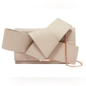Ted Baker Asterr Leather Giant Knot Bow Clutch Evening Bag